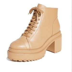 Cult Gaia Camel Leather Platform Lace Up Boots EU39.5 US 8.5-9.5 $458 Retail